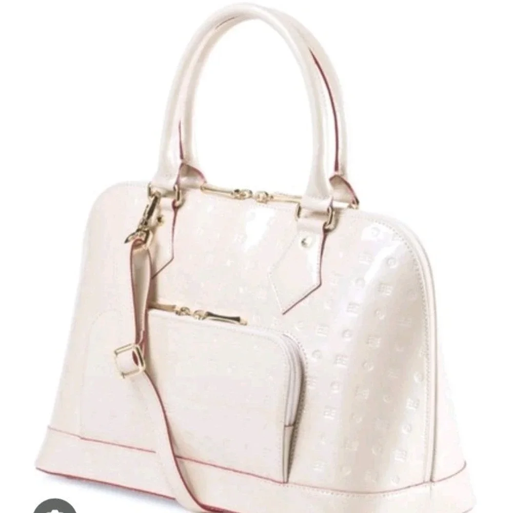 Arcadia Patent Leather Two -Way Satchel In Ivory